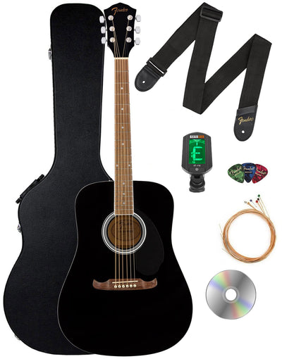 Fender FA-125 Dreadnought Acoustic Guitar - Black w/ Hard Case
