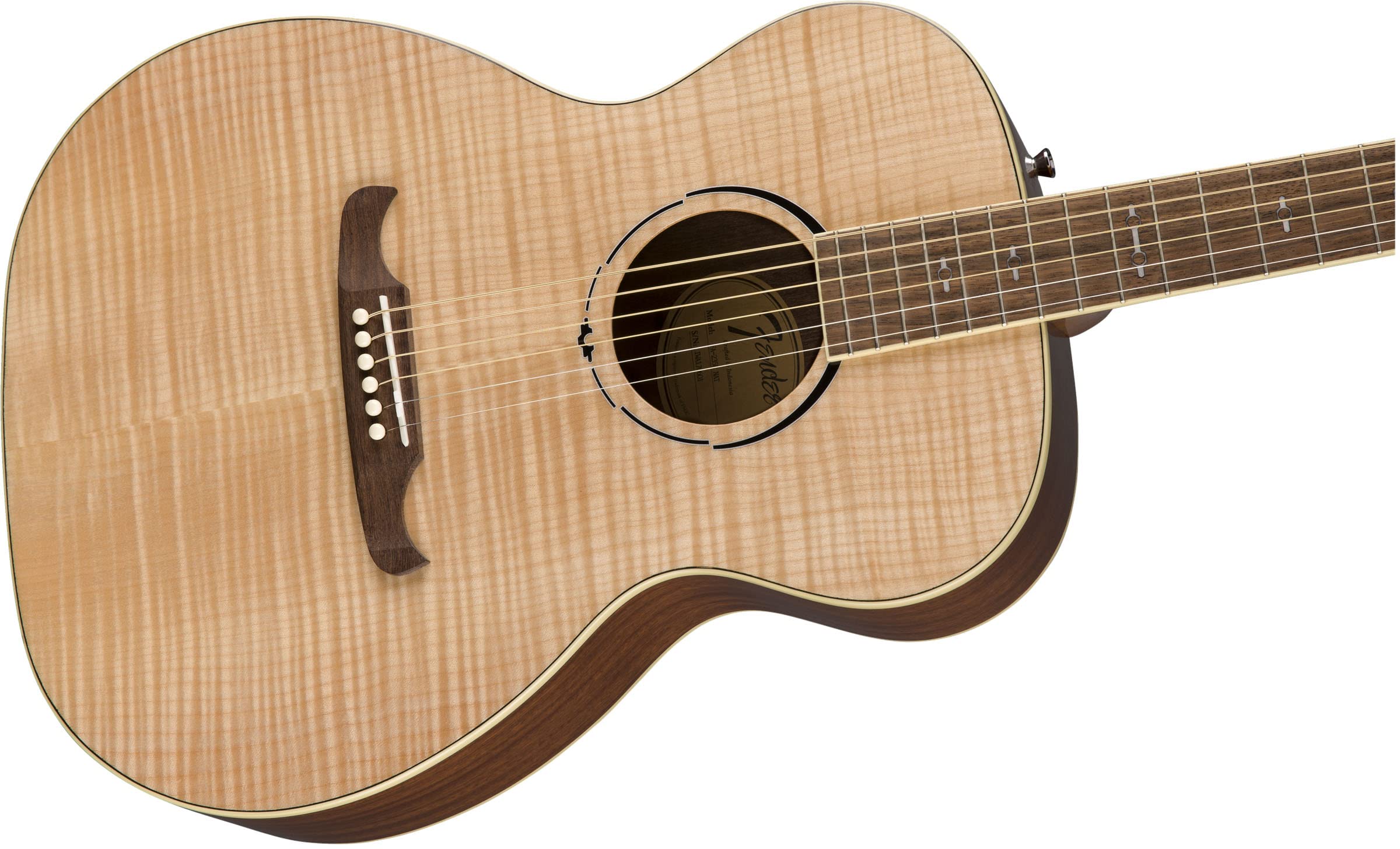 Fender FA-235E Flame Maple Top Concert Acoustic-Electric Guitar - Natural w/ Strap