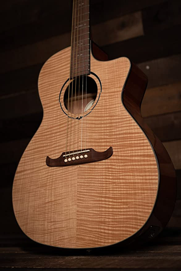 Fender FA-345CE Flame Maple Top Auditorium Acoustic-Electric Guitar - Natural w/ Strap