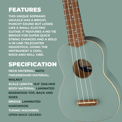 Fender Venice Soprano Ukulele - Sonic Gray