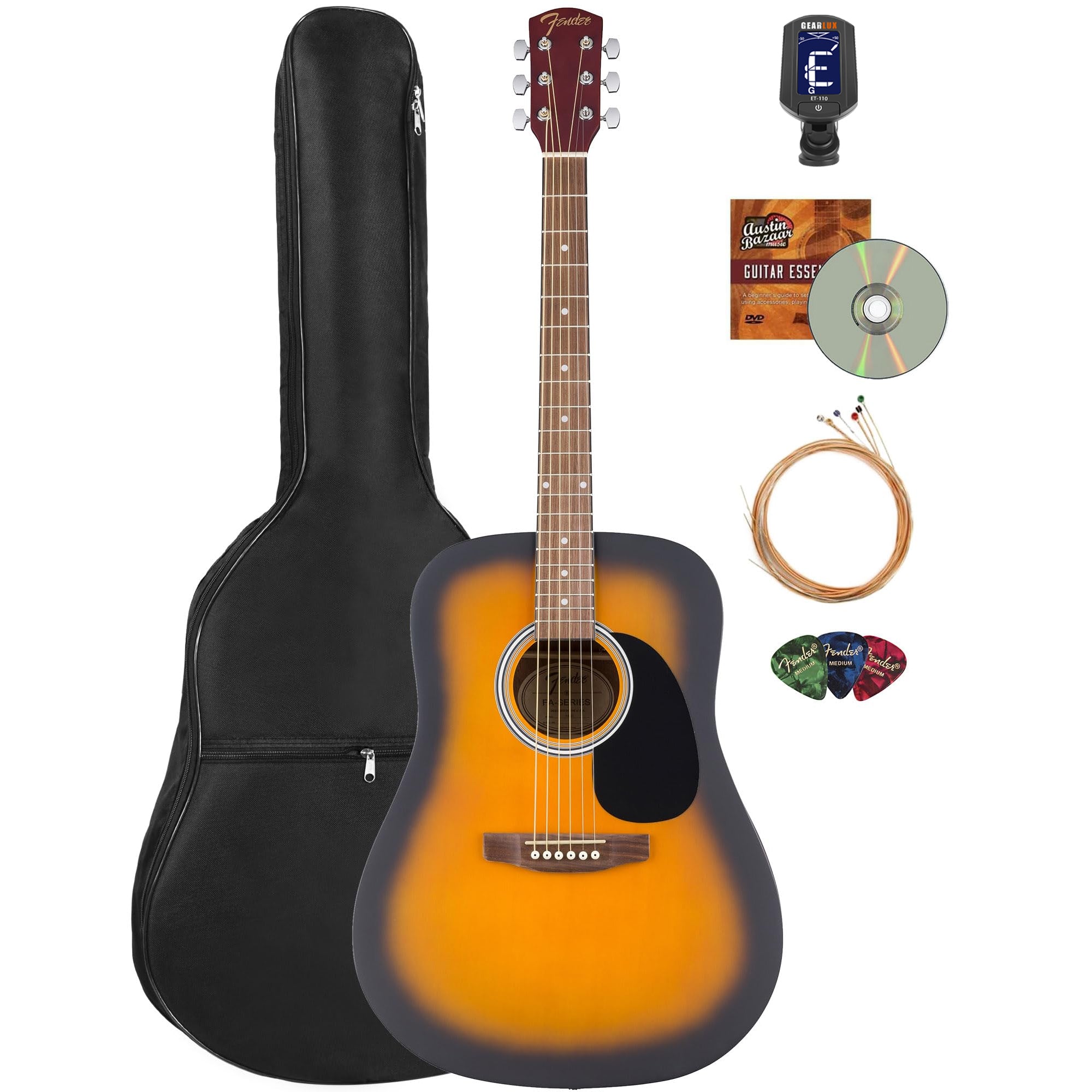 Fender FA Series Dreadnought Acoustic Guitar - 2-Color Sunburst w/ Gig Bag