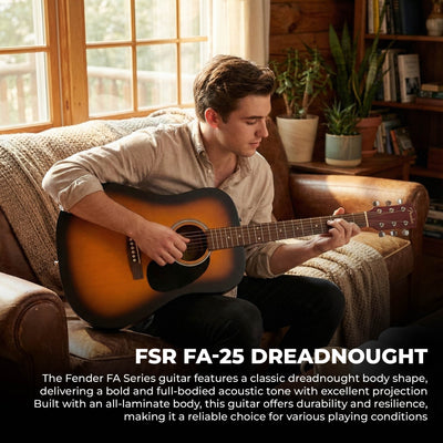 Fender FA Series Dreadnought Acoustic Guitar - 2-Color Sunburst w/ Gig Bag