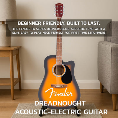 Fender FA Series Dreadnought Acoustic-Electric Guitar - 2-Color Sunburst w/ Gig Bag
