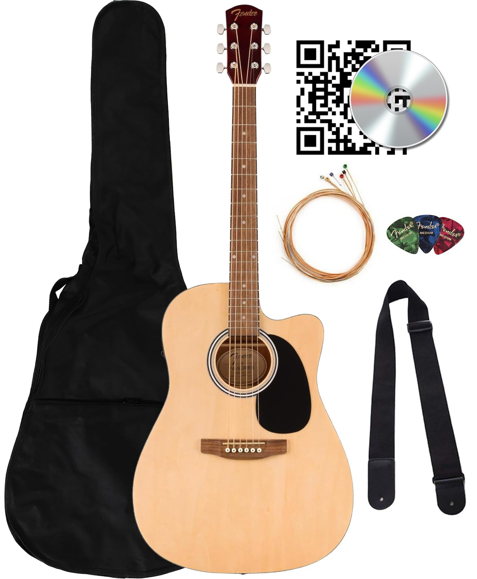 Fender FA Series Dreadnought Acoustic-Electric Guitar - Natural w/ Gig Bag