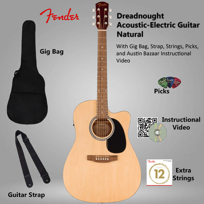 Fender FA Series Dreadnought Acoustic-Electric Guitar - Natural w/ Gig Bag