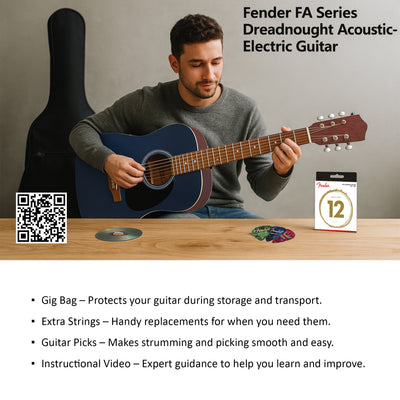 Fender FA Series Dreadnought Acoustic-Electric Guitar - Natural w/ Gig Bag