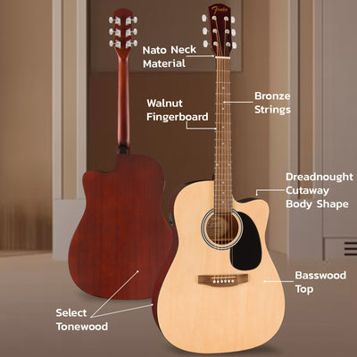 Fender FA Series Dreadnought Acoustic-Electric Guitar - Natural w/ Gig Bag