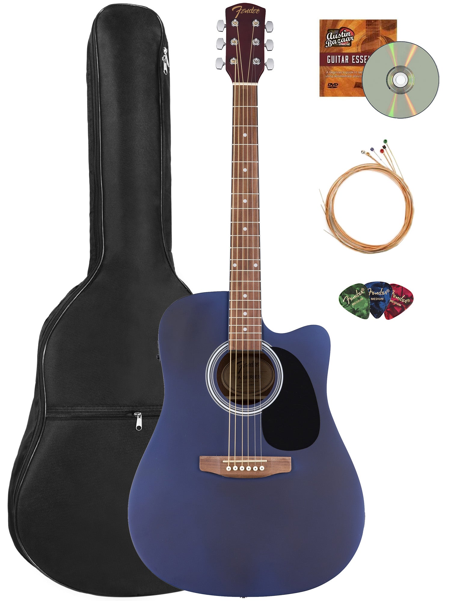 Fender FA Series Dreadnought Acoustic-Electric Guitar - Saphire Blue w/ Gig Bag