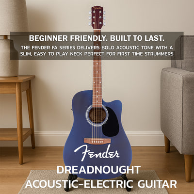 Fender FA Series Dreadnought Acoustic-Electric Guitar - Saphire Blue w/ Gig Bag