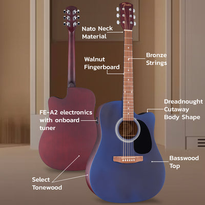 Fender FA Series Dreadnought Acoustic-Electric Guitar - Saphire Blue w/ Gig Bag