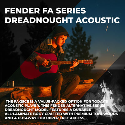 Fender FA Series Dreadnought Acoustic-Electric Guitar - Crimson Red