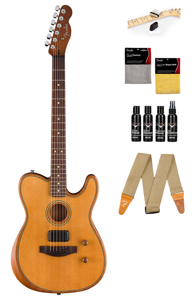 Fender Acoustasonic Standard Telecaster - Aged Natural w/ Cleaning Kit