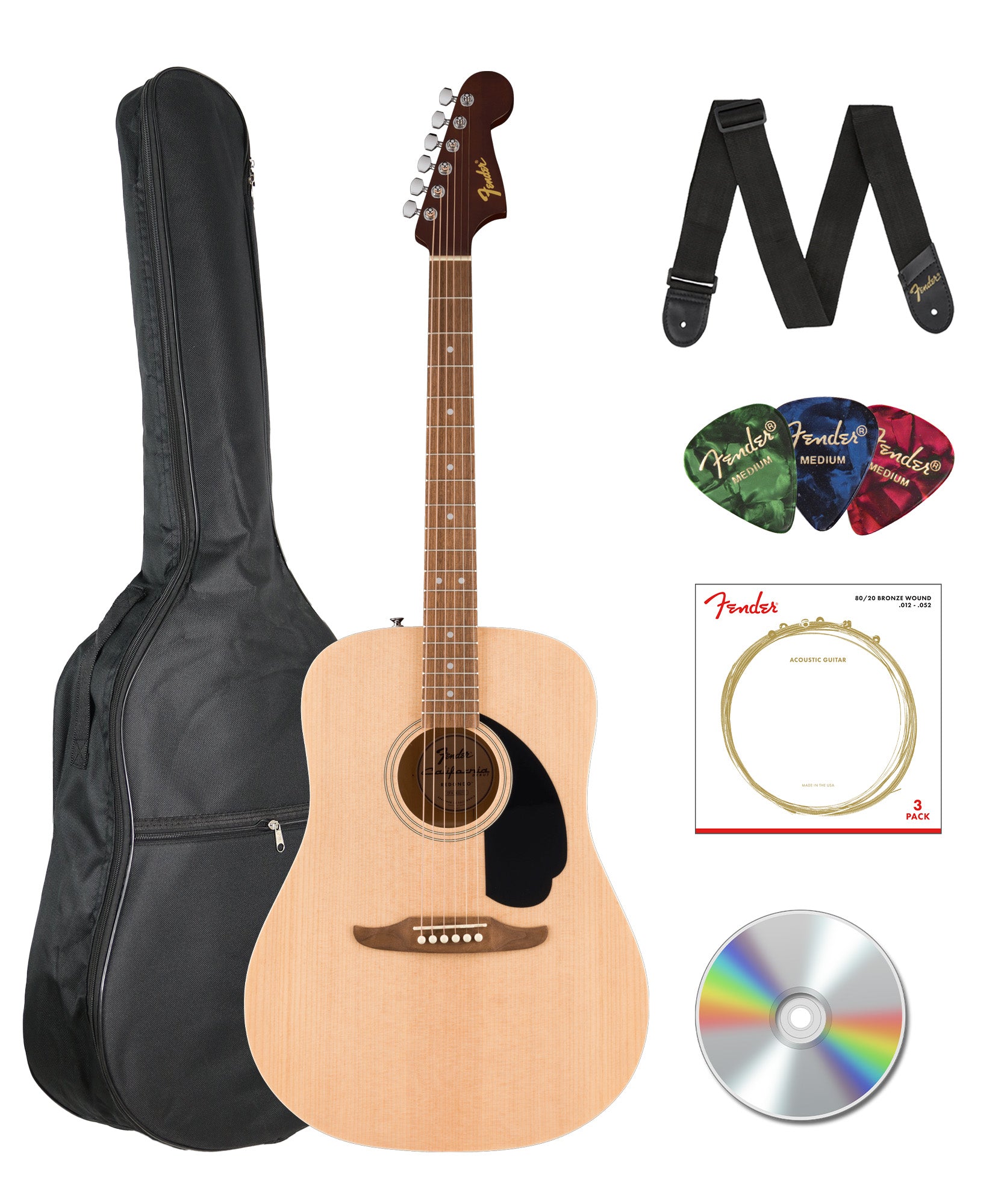 Fender California Redondo Dreadnought Acoustic Guitar - Natural w/ Gig Bag