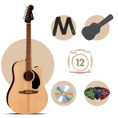 Fender California Redondo CE Dreadnought Acoustic-Electric Guitar - Natural w/ Hard Case