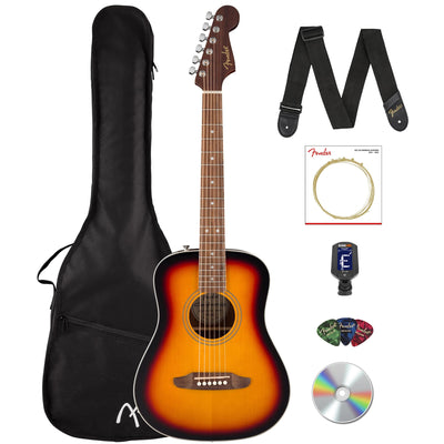 Fender California Standard Redondo Mini Acoustic Guitar - 3-Color Sunburst w/ Tuner