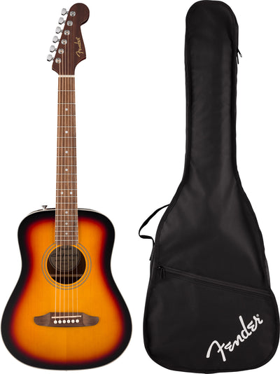 Fender California Standard Redondo Mini Acoustic Guitar - 3-Color Sunburst w/ Tuner