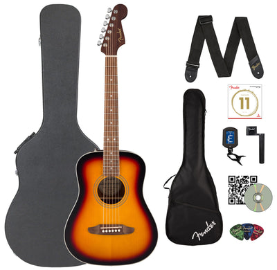 Fender California Standard Redondo Mini Acoustic Guitar - 3-Color Sunburst w/ Hard Case