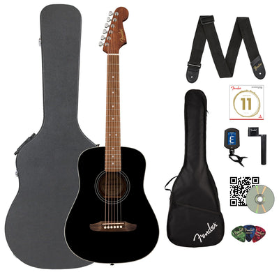 Fender California Standard Redondo Mini Acoustic Guitar - Black w/ Hard Case