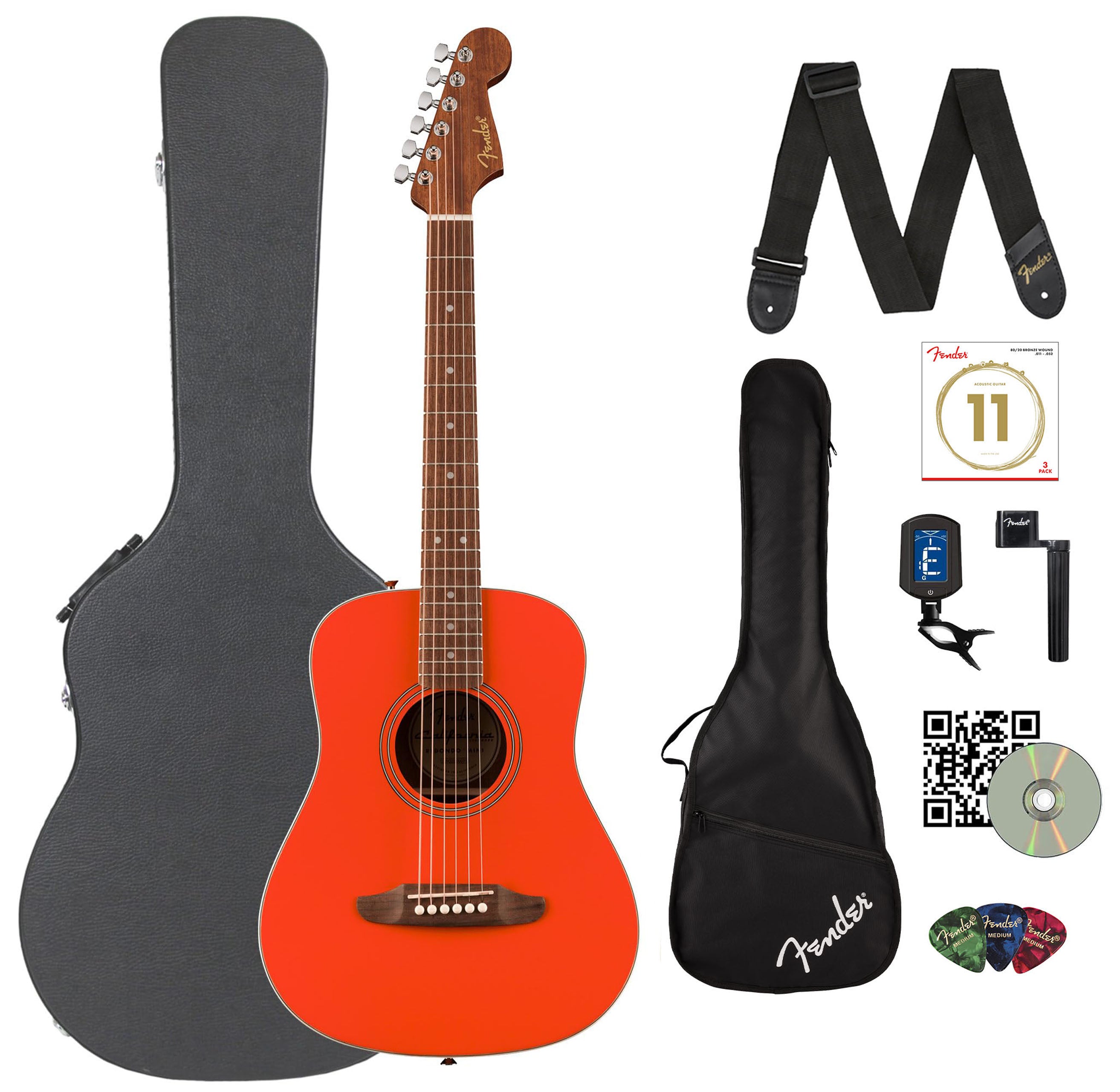 Fender California Standard Redondo Mini Acoustic Guitar - Fiesta Red w/ Hard Case