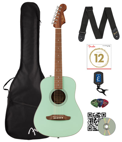 Fender California Standard Redondo Mini Acoustic Guitar - Surf Green w/ Tuner