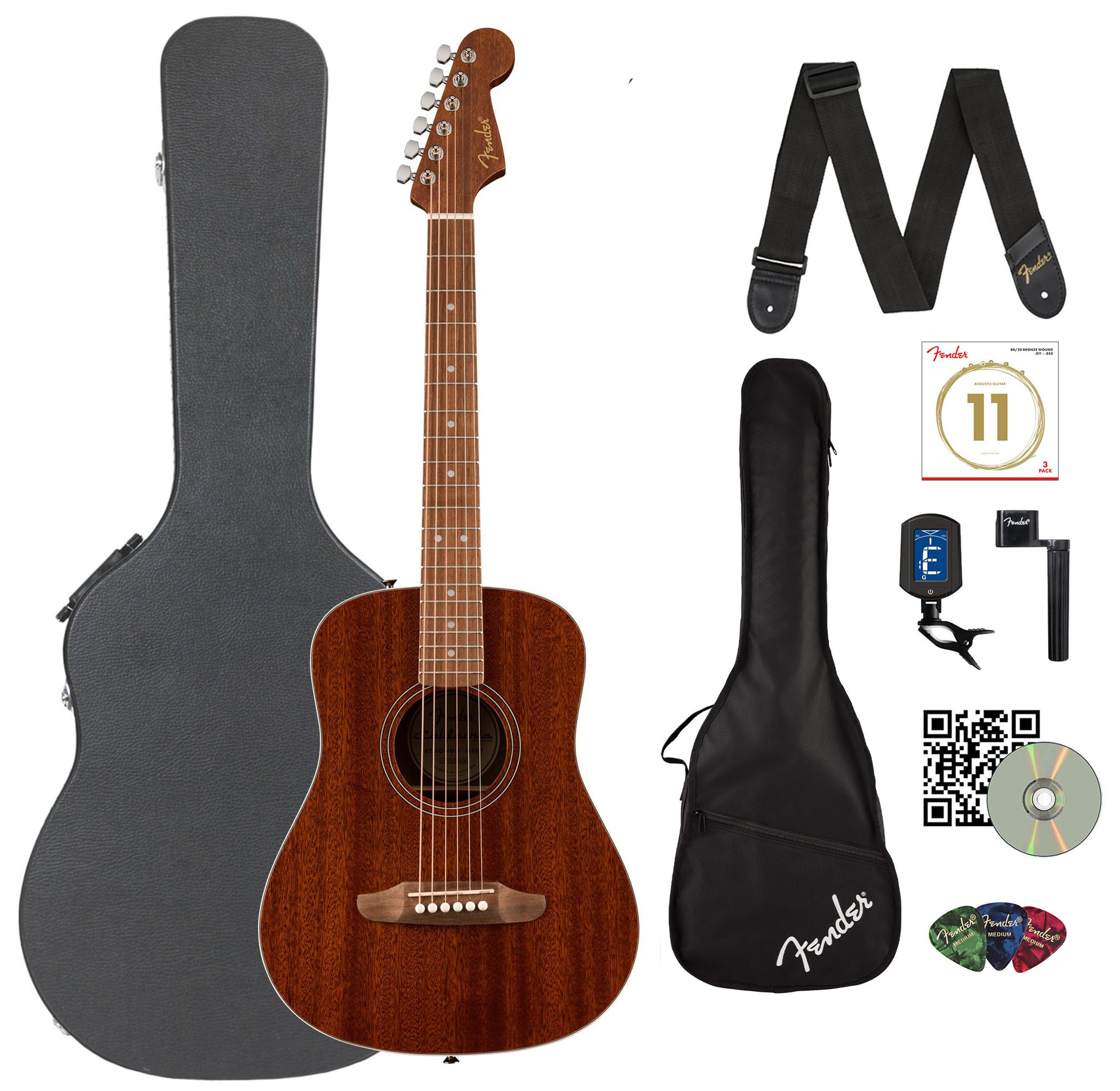 Fender California Standard Redondo Mini Acoustic Guitar - Natural w/ Hard Case