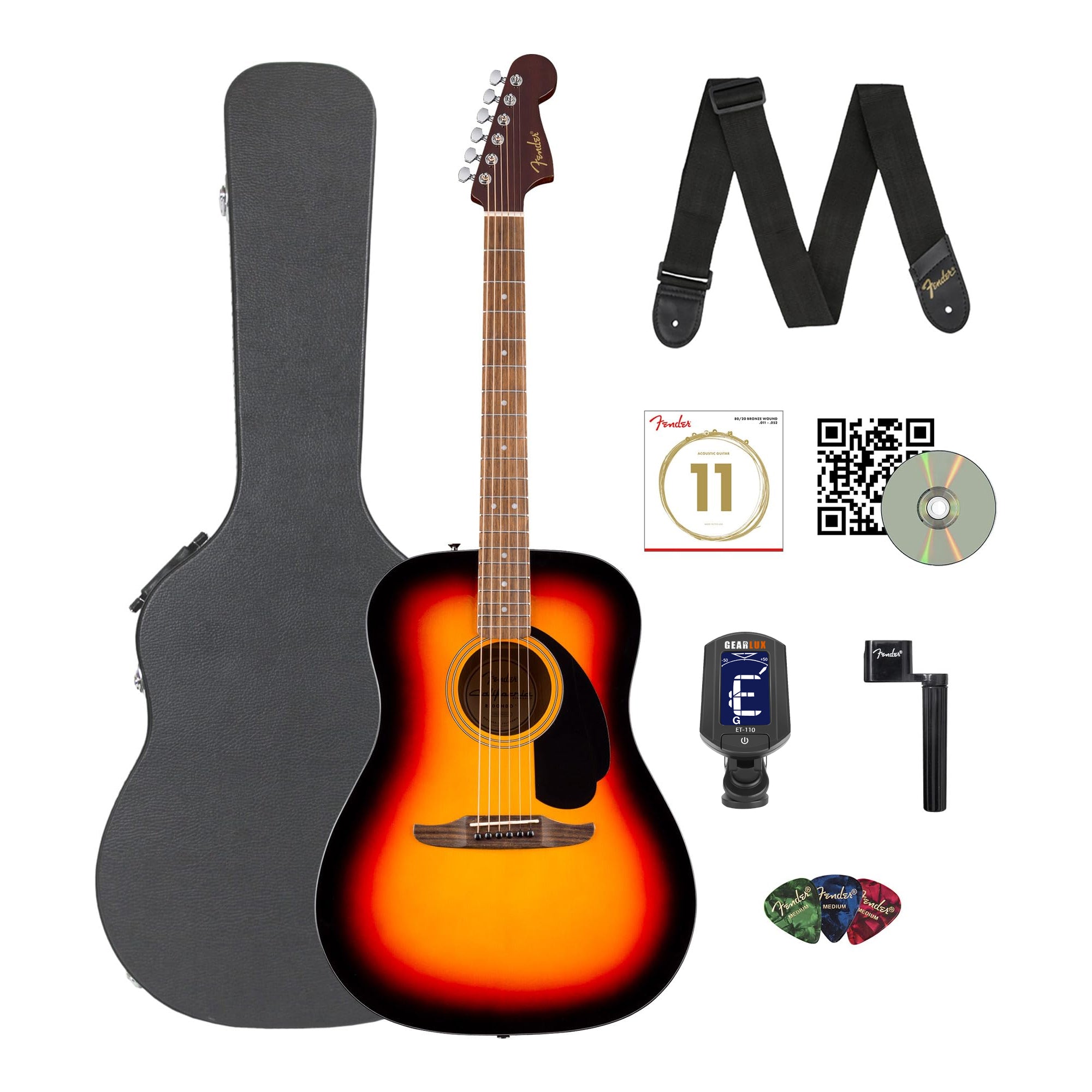Fender California Standard Redondo Acoustic Guitar - 3-Color Sunburst w/ Hard Case