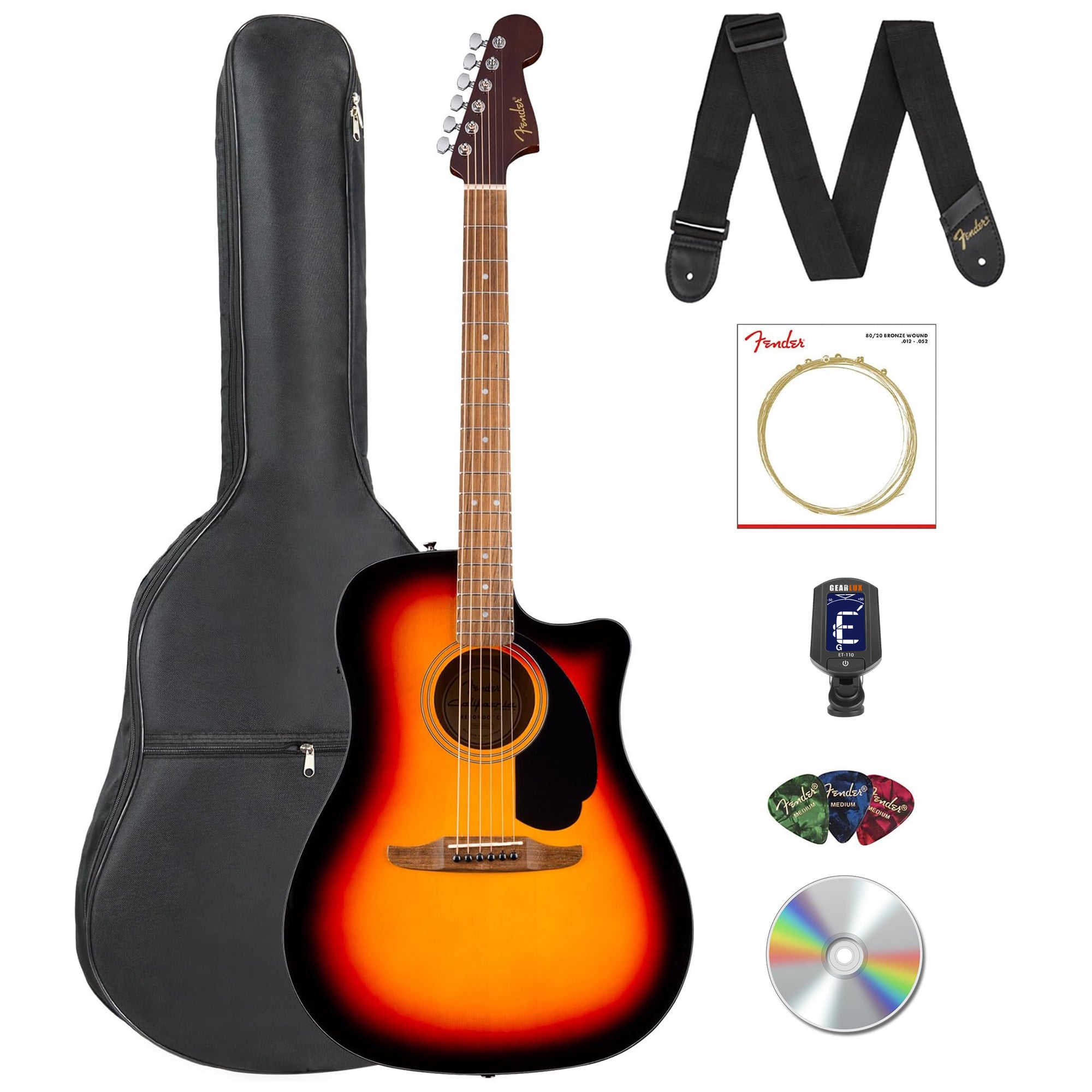 Fender California Standard Redondo CE Acoustic-Electric Guitar - 3-Color Sunburst w/ Gig Bag