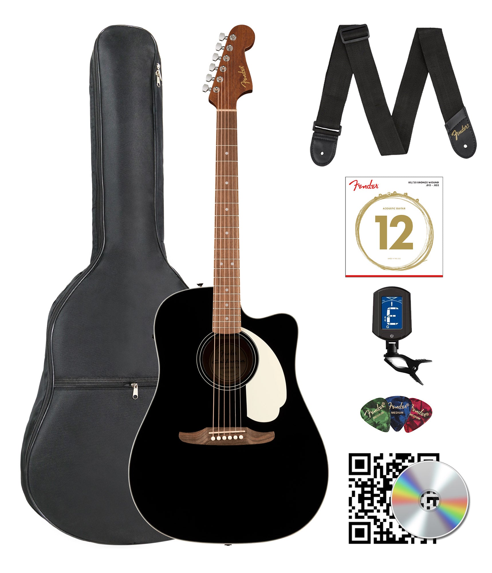 Fender California Standard Redondo CE Acoustic-Electric Guitar - Black w/ Gig Bag
