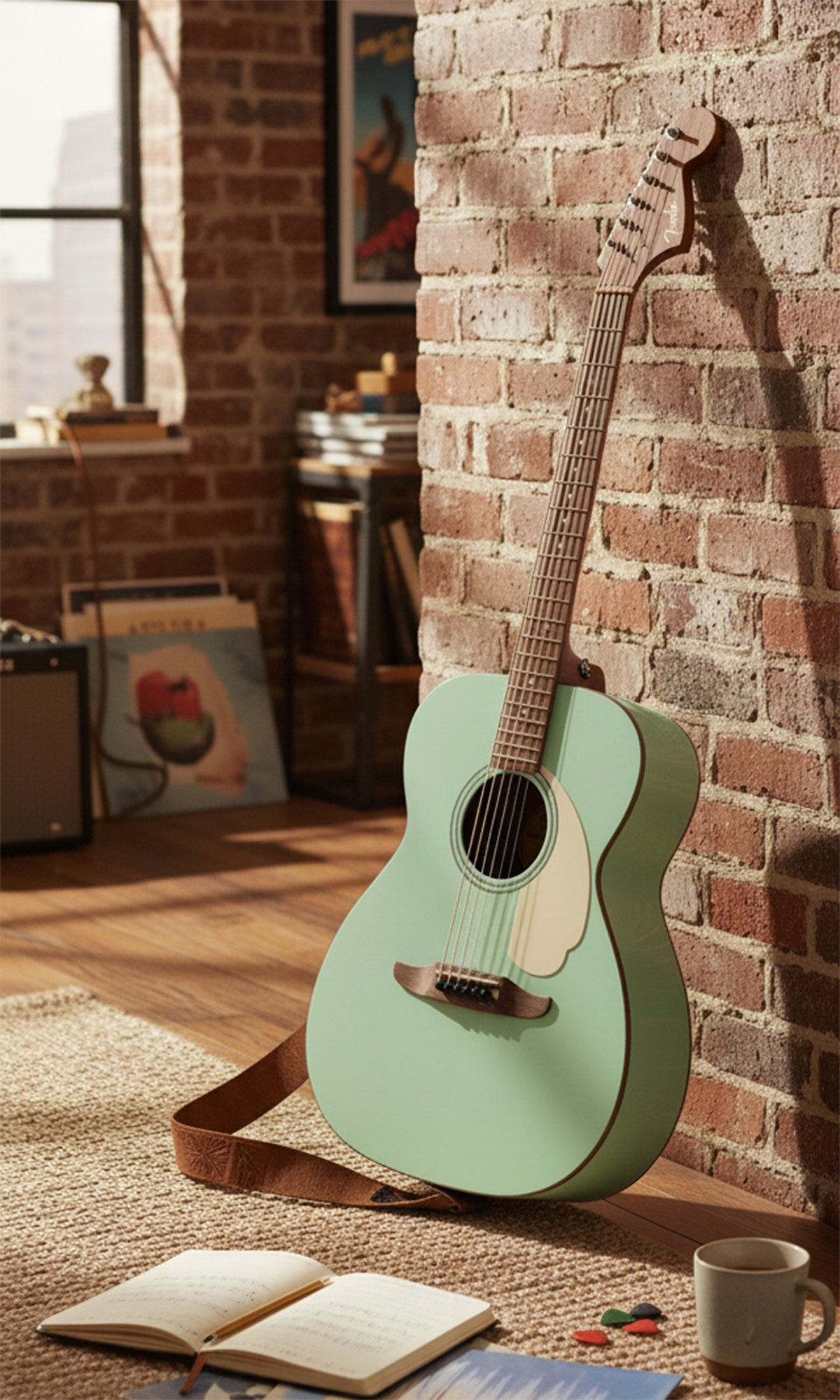 Fender California Standard Monterey E Acoustic-Electric Guitar - Surf Green