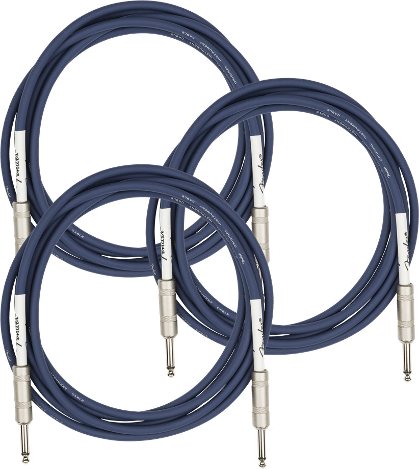 Fender 10' Original Instrument Cable, Straight-Straight, Midnight Blue - 3 Pack