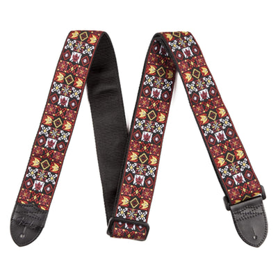 Fender Festival Hootenanny Woven Strap - Red w/ Strap Blocks