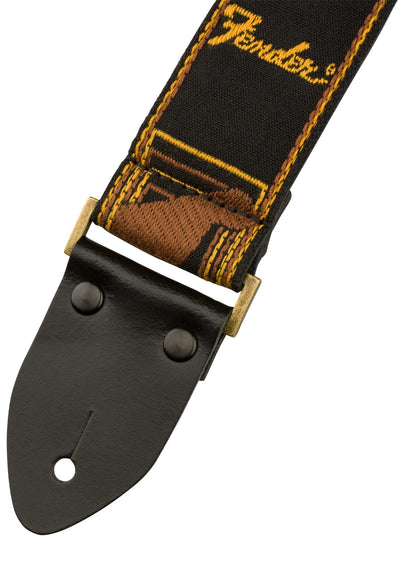 Fender Monogrammed Guitar Strap - Yellow and Brown w/ Strap Blocks