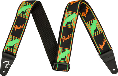 Fender Neon Monogrammed 2-Inch Guitar Strap - Green and Orange