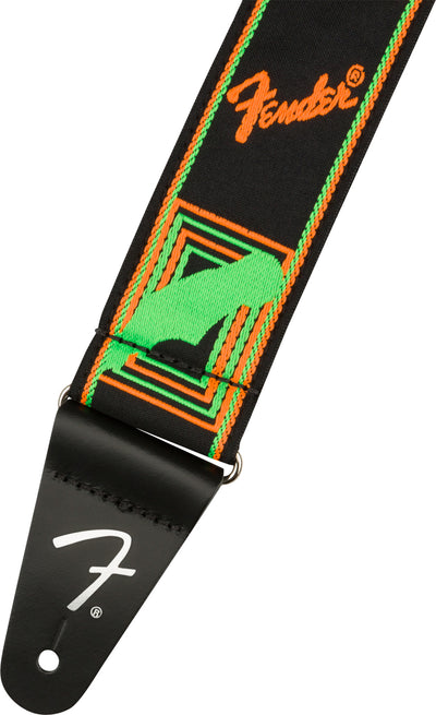 Fender Neon Monogrammed 2-Inch Guitar Strap - Green and Orange