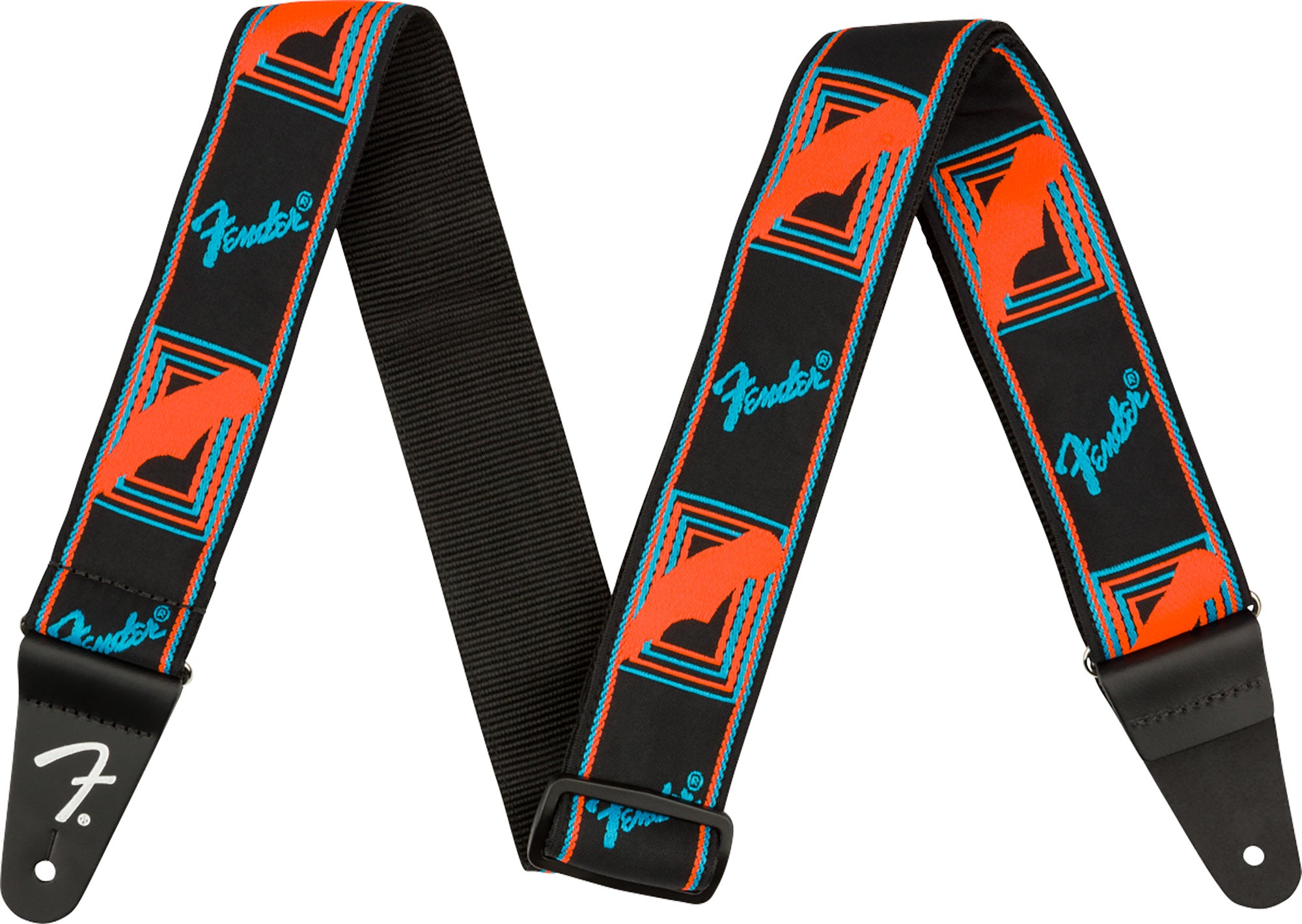 Fender Neon Monogrammed 2-Inch Guitar Strap - Blue and Orange