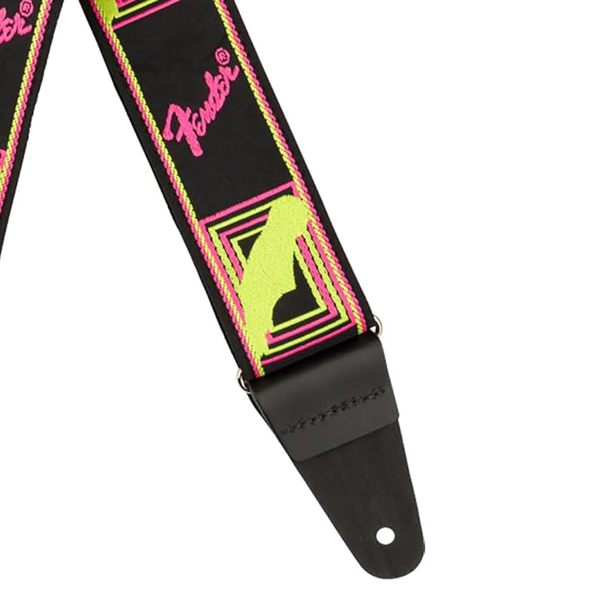Fender Neon Monogrammed 2-Inch Guitar Strap - Pink and Yellow w/ Strap Blocks