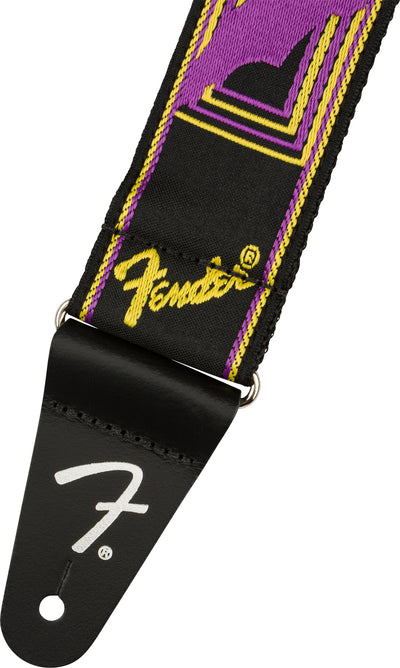Fender Neon Monogrammed 2-Inch Guitar Strap - Purple and Yellow w/ Strap Blocks