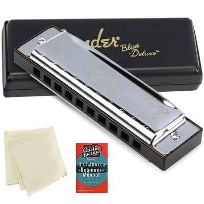 Fender Blues Deluxe Harmonica - Key of D w/ Austin Bazaar Instructional Manual