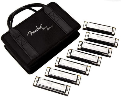 Fender Blues Deluxe Harmonica Set of 7 Keys (C, G, A, D, F, E, Bb) with Case
