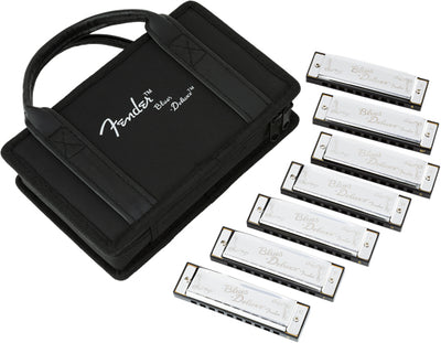 Fender Blues Deluxe Harmonica Set of 7 - Keys A, Bb, C, D, E, F, and G w/ Carrying Case