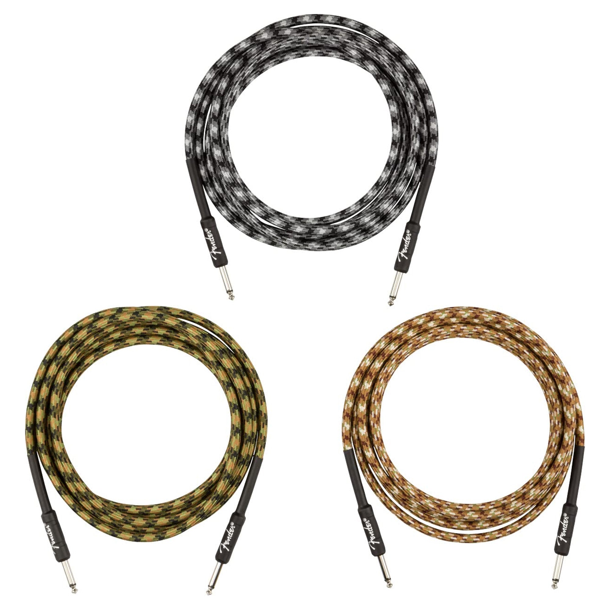 Fender 10-Foot Professional Tweed Instrument Cable, Straight-Straight, Woodland Camo - 1 Pack