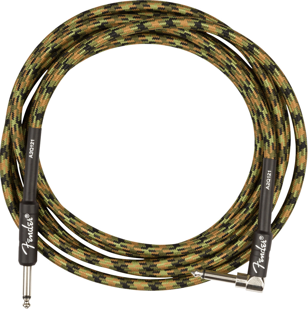 Fender 10-Foot Professional Instrument Cable, Straight-Angled, Woodland Camo - 2 Pack