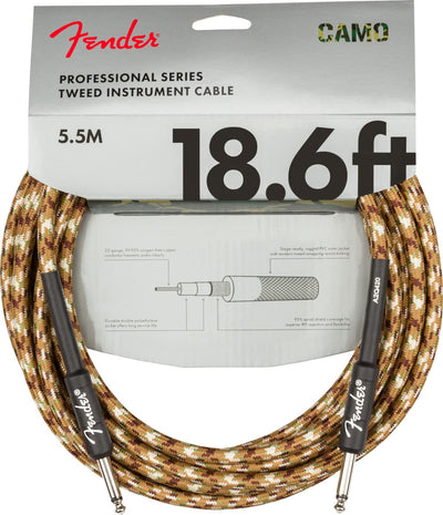 Fender 18.6-Foot Professional Tweed Instrument Cable, Straight-Straight, Desert Camo - 1 Pack