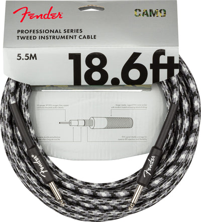 Fender 18.6-Foot Professional Tweed Instrument Cable, Straight-Straight, Winter Camo - 2 Pack