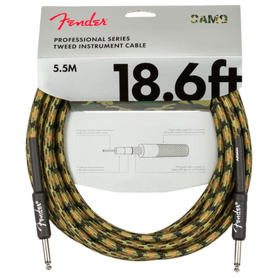 Fender 18.6-Foot Professional Tweed Instrument Cable, Straight-Straight, Woodland Camo - 1 Pack