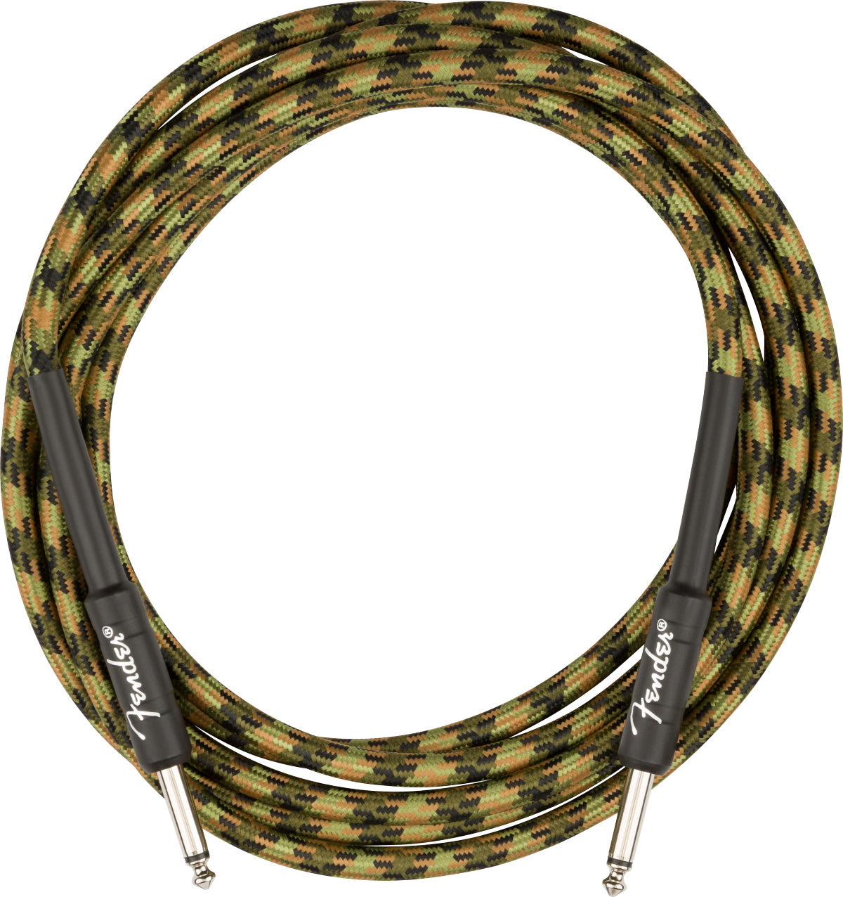 Fender 18.6-Foot Professional Tweed Instrument Cable, Straight-Straight, Woodland Camo - 2 Pack