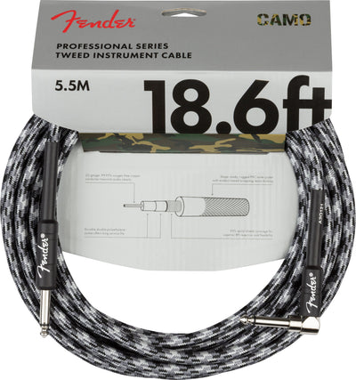 Fender 18.6-Foot Professional Instrument Cable, Straight-Angled, Winter Camo - 2 Pack