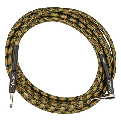 Fender 18.6-Foot Professional Instrument Cable, Straight-Angled, Woodland Camo - 2 Pack