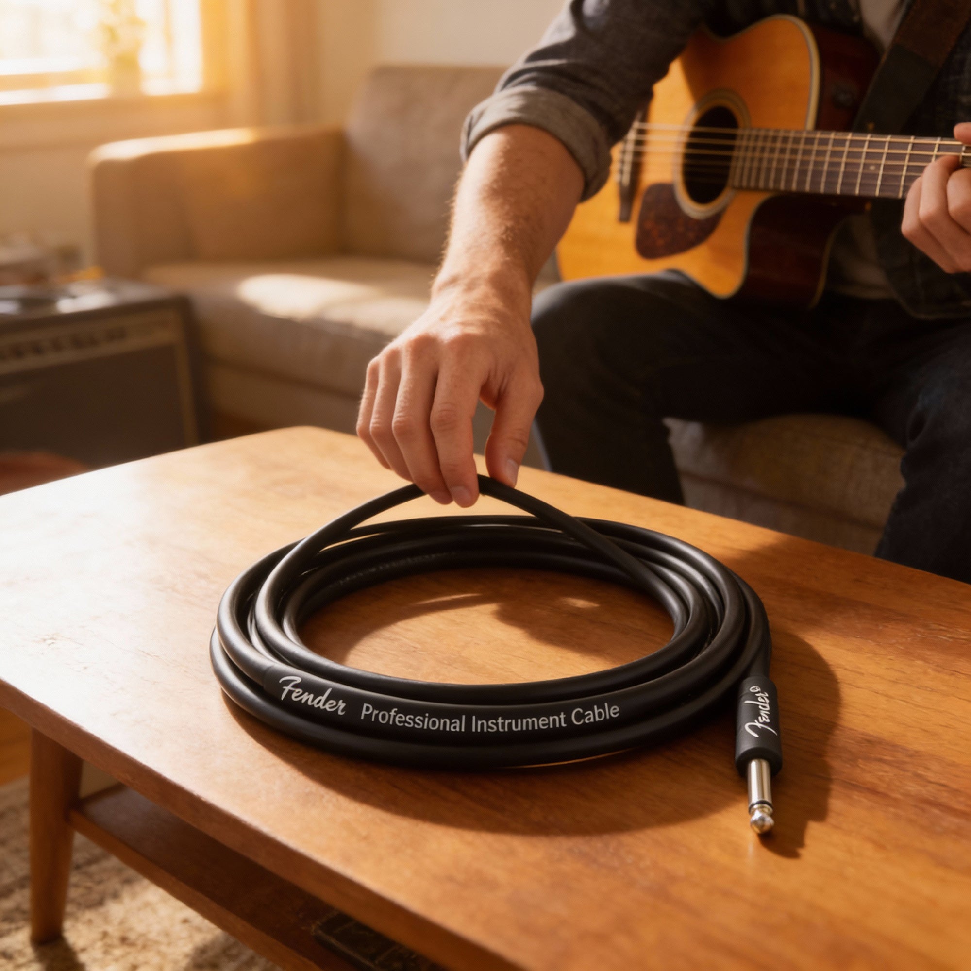 Fender Professional Series 10-Foot Instrument Cable, Straight-Straight, Black - 2 Pack