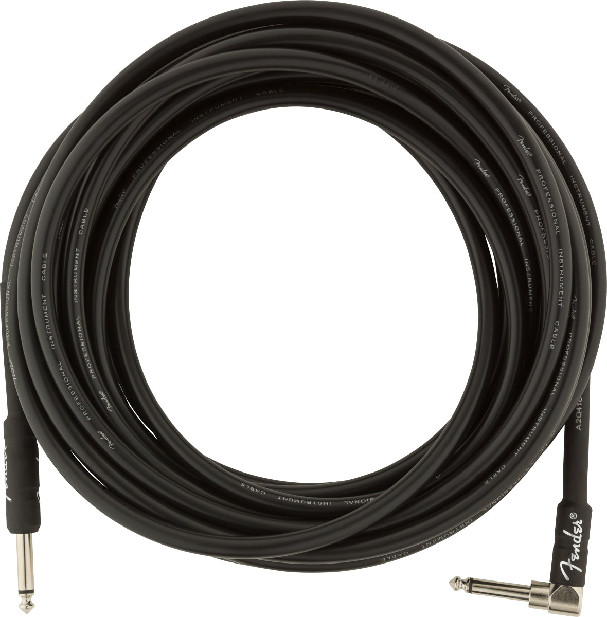 Fender 25-Foot Professional Instrument Cable, Straight-Angled, Black - 2 Pack